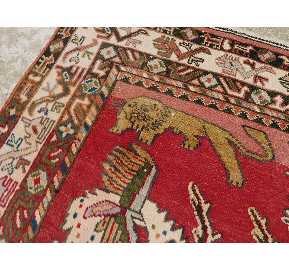 Wool Mid-20th Century Handmade Persian Shiraz Pictorial Accent Rug