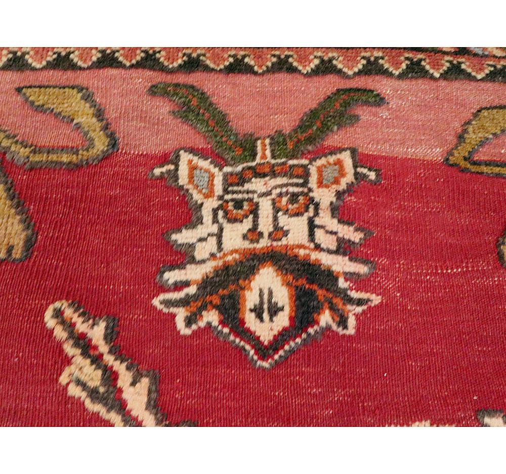 Mid-20th Century Handmade Persian Shiraz Pictorial Accent Rug 1