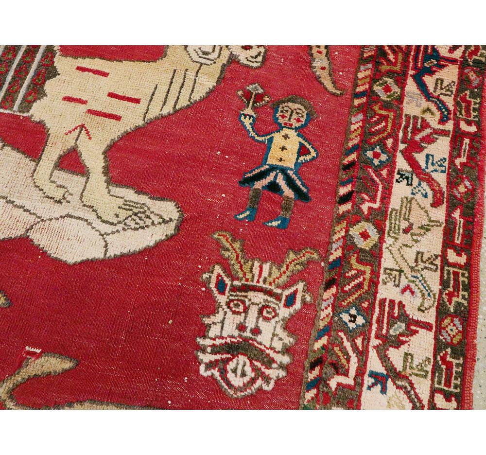 Mid-20th Century Handmade Persian Shiraz Pictorial Accent Rug 3