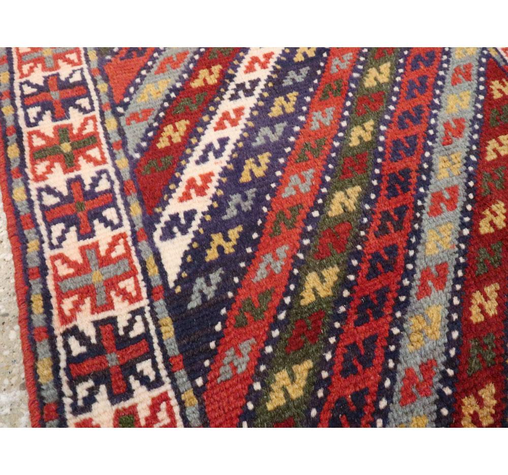 Mid-20th Century Handmade Persian Shiraz Small Runner In Excellent Condition For Sale In New York, NY