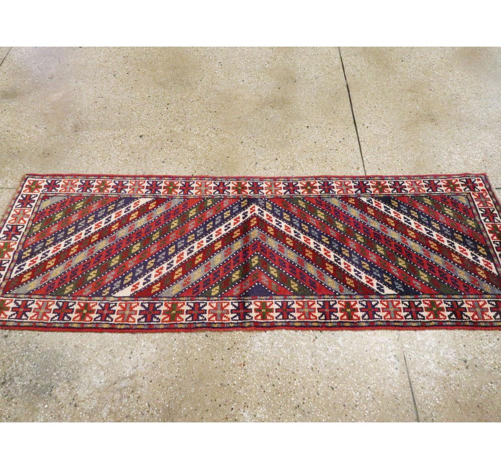 Wool Mid-20th Century Handmade Persian Shiraz Small Runner For Sale