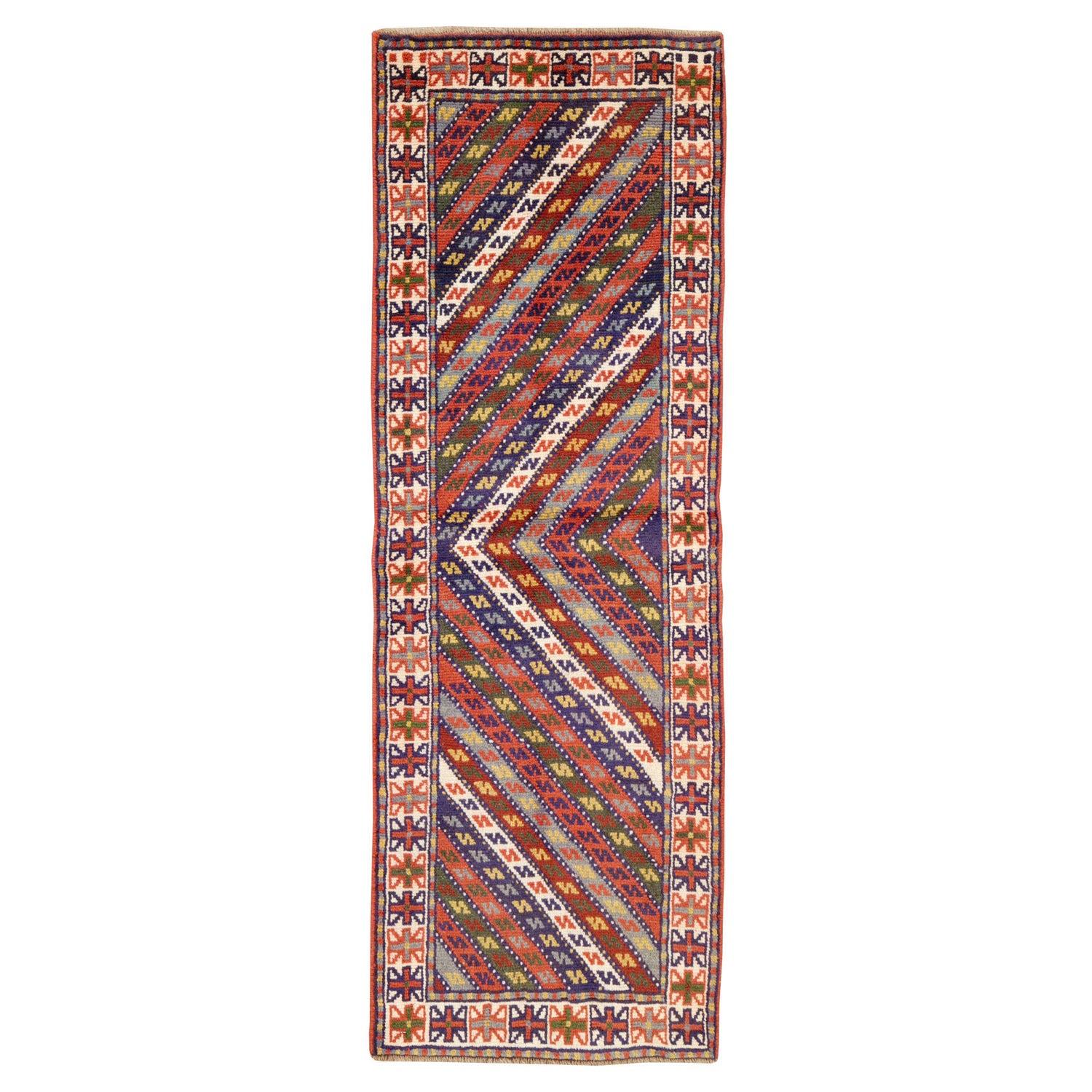 Pequeña alfombra persa de shiraz de mediados del siglo XX hecha a mano en venta