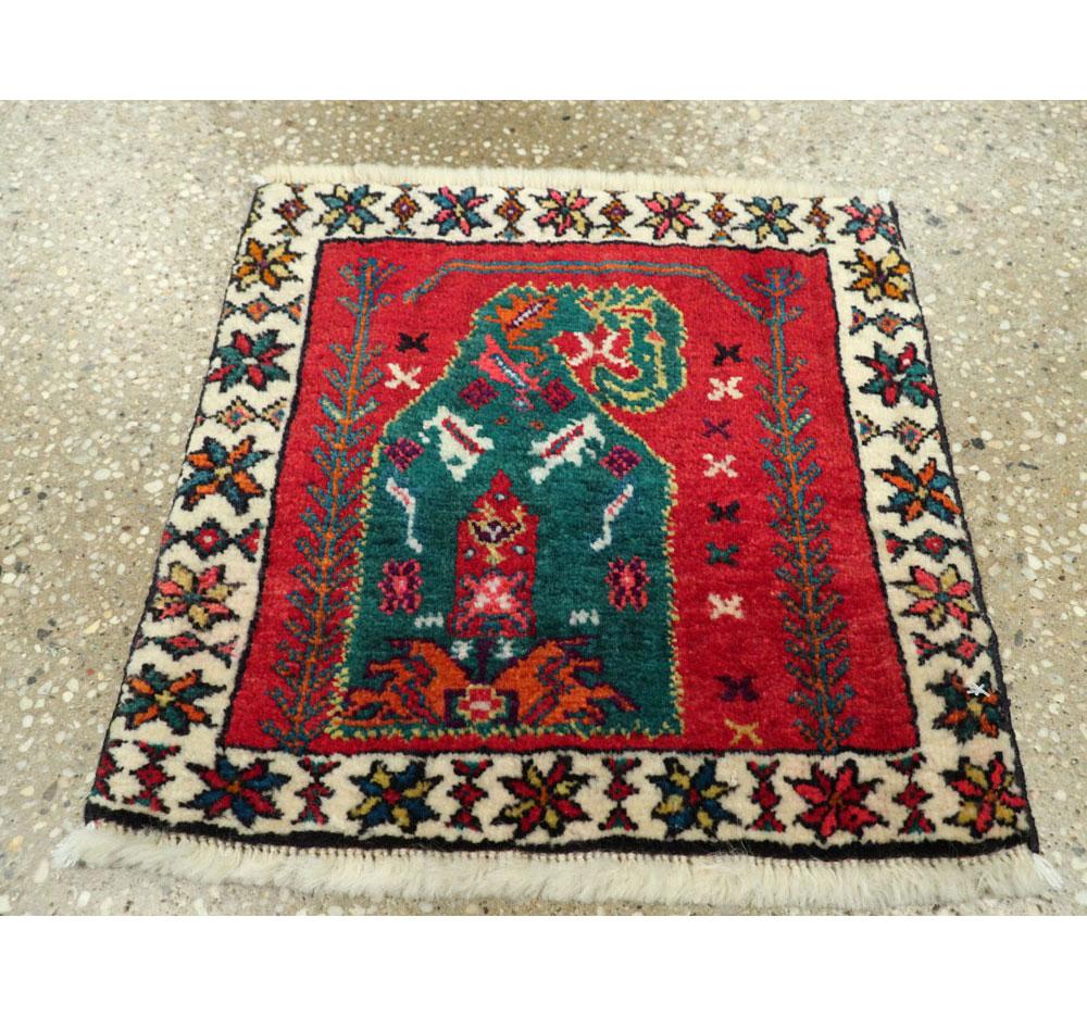 A vintage Persian Shiraz square throw rug handmade during the mid-20th century.

Measures: 1' 2