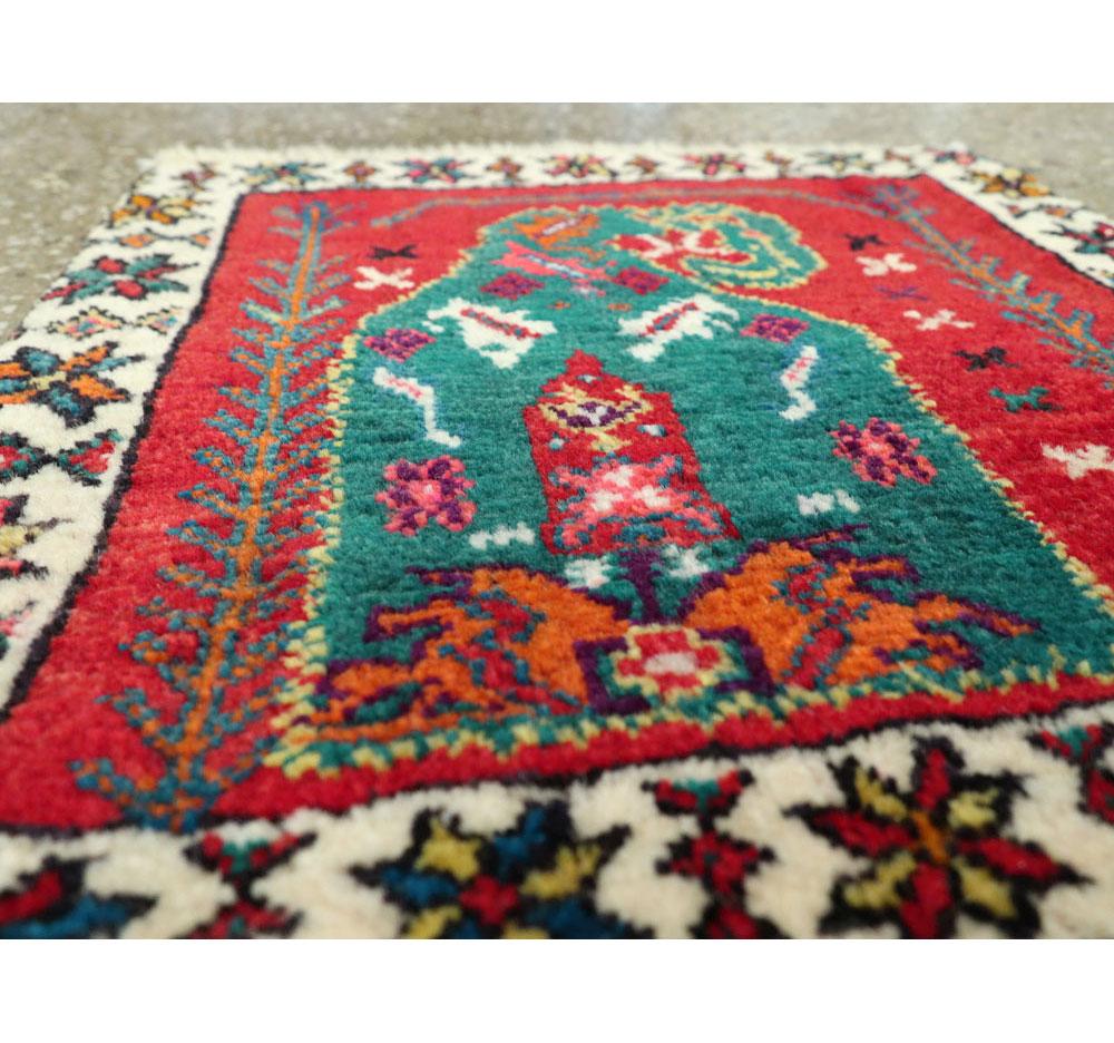 Tribal Mid-20th Century Handmade Persian Shiraz Square Throw Rug For Sale