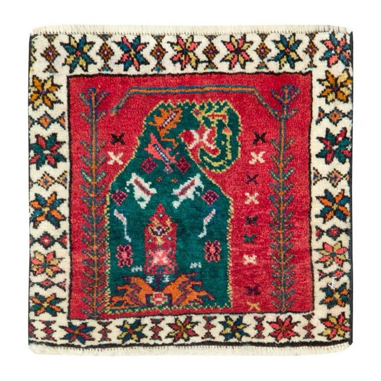 Mid-20th Century Handmade Persian Shiraz Square Throw Rug For Sale at ...