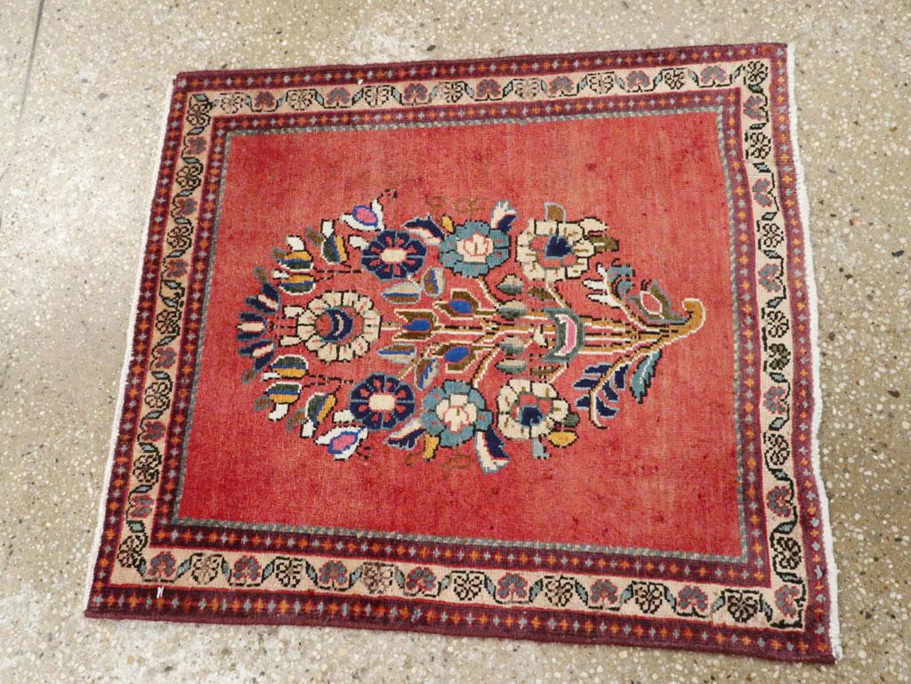 Hand-Knotted Mid-20th Century Handmade Persian Shiraz Throw Rug For Sale