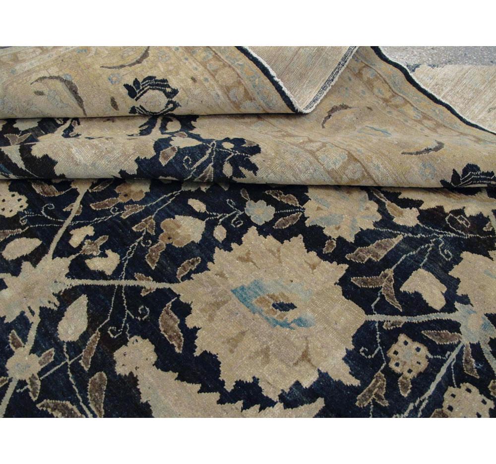 Mid-20th Century Handmade Persian Sickle Leaf Tabriz Room Size Carpet For Sale 4
