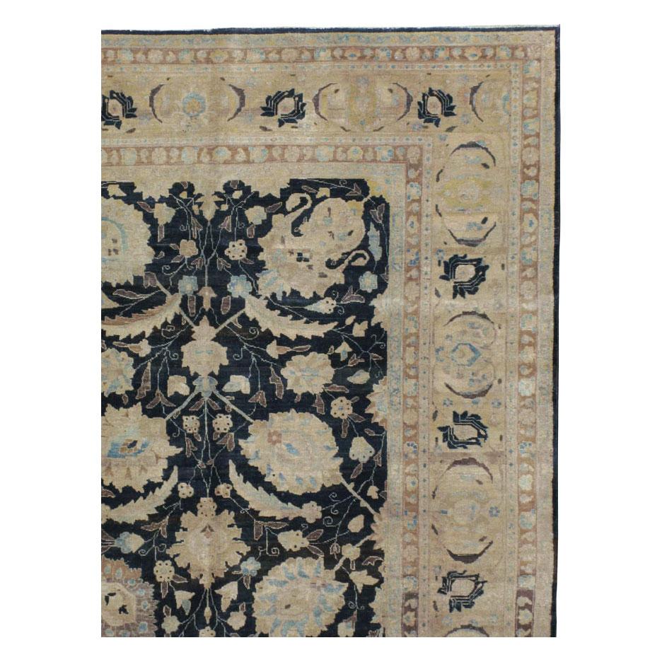 Hand-Knotted Mid-20th Century Handmade Persian Sickle Leaf Tabriz Room Size Carpet For Sale