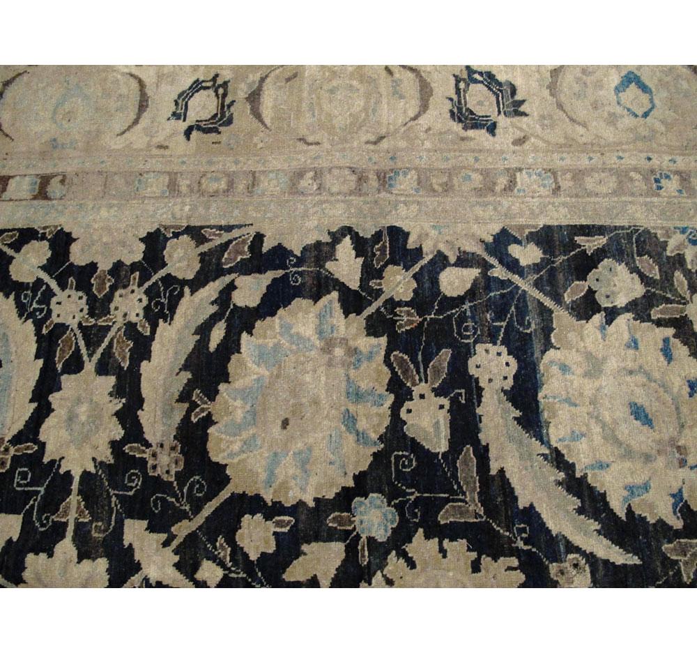 Mid-20th Century Handmade Persian Sickle Leaf Tabriz Room Size Carpet For Sale 2