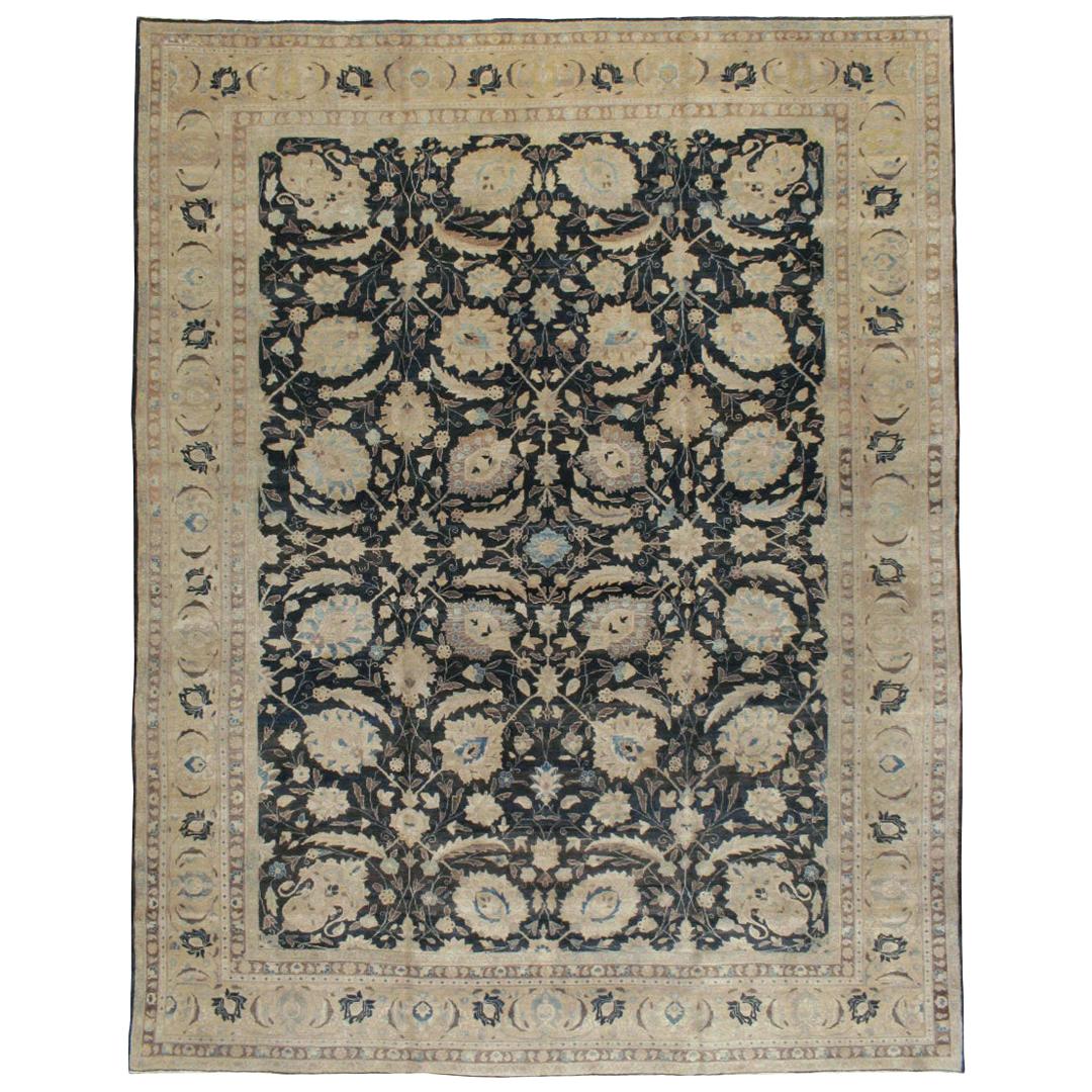 Mid-20th Century Handmade Persian Sickle Leaf Tabriz Room Size Carpet For Sale