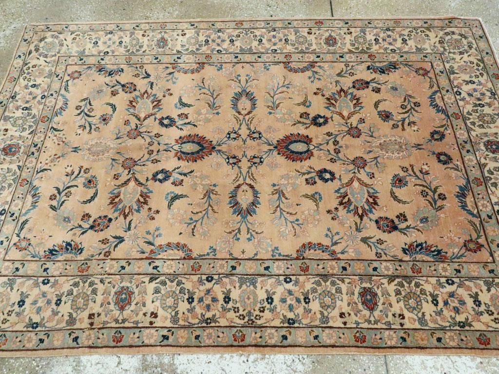 Mid-20th Century Handmade Persian Tabriz Accent Rug For Sale 1