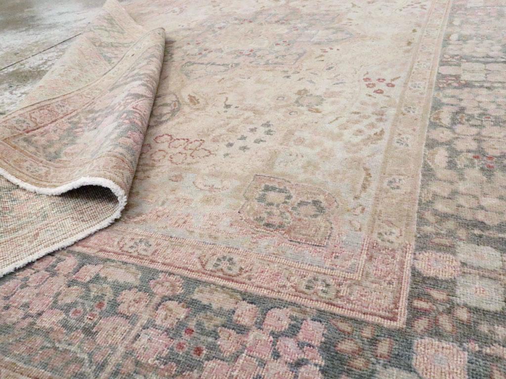 Mid-20th Century Handmade Persian Tabriz Accent Rug For Sale 1
