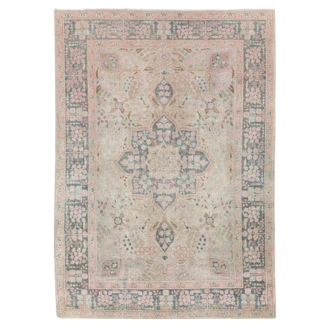 Mid-20th Century Handmade Persian Tabriz Accent Rug For Sale