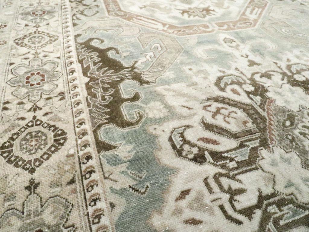 Wool Mid-20th Century Handmade Persian Tabriz Accent Rug in Grey and Cream For Sale