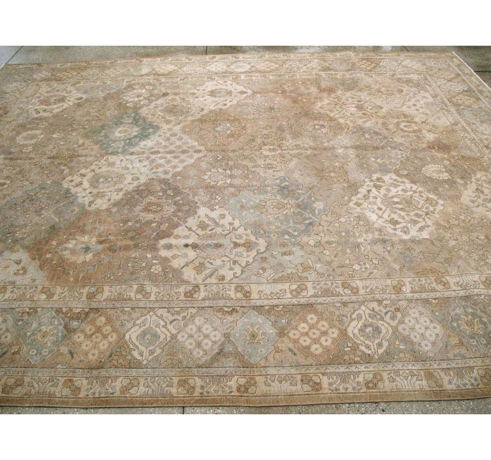 Mid-20th Century Handmade Persian Tabriz Garden Design Room Size Carpet in Cream 1