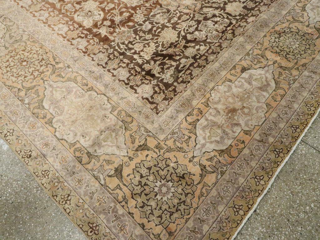 Mid-20th Century Handmade Persian Tabriz Large Room Size Carpet For Sale 3