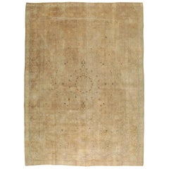 Großer persischer Täbris-Teppich in neutralen Tönen, handgefertigt, Mitte des 20. Jahrhunderts