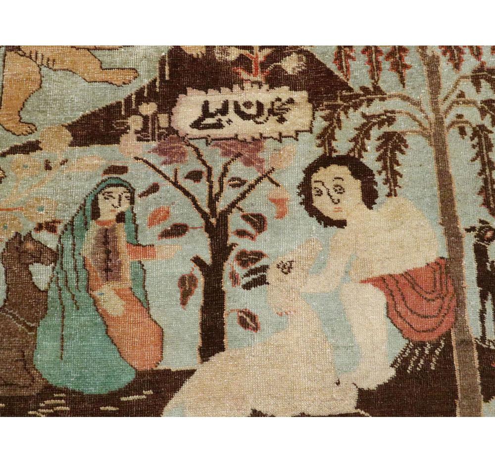 Mitte des 20. Jahrhunderts handgefertigte persische Täbris Bildteppich Akzent im Angebot 1