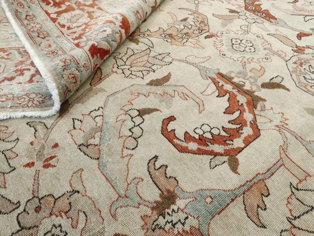 Mid-20th Century Handmade Persian Tabriz Room Size Carpet For Sale 4