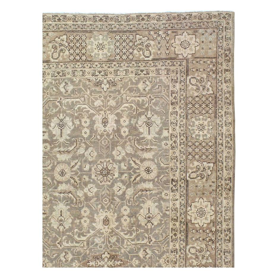Hand-Knotted Mid-20th Century Handmade Persian Tabriz Room Size Carpet For Sale