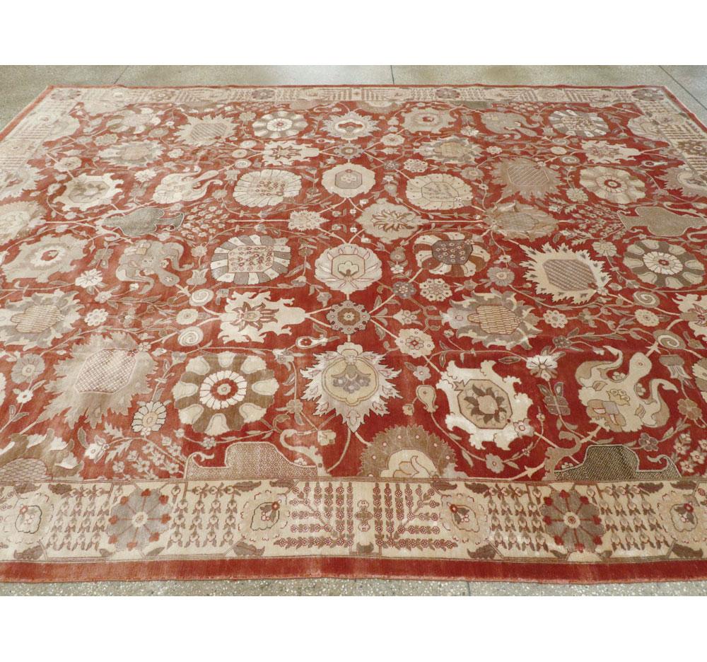 Mid-20th Century Handmade Persian Tabriz Room Size Carpet For Sale 2