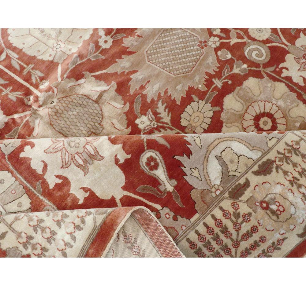Mid-20th Century Handmade Persian Tabriz Room Size Carpet For Sale 3