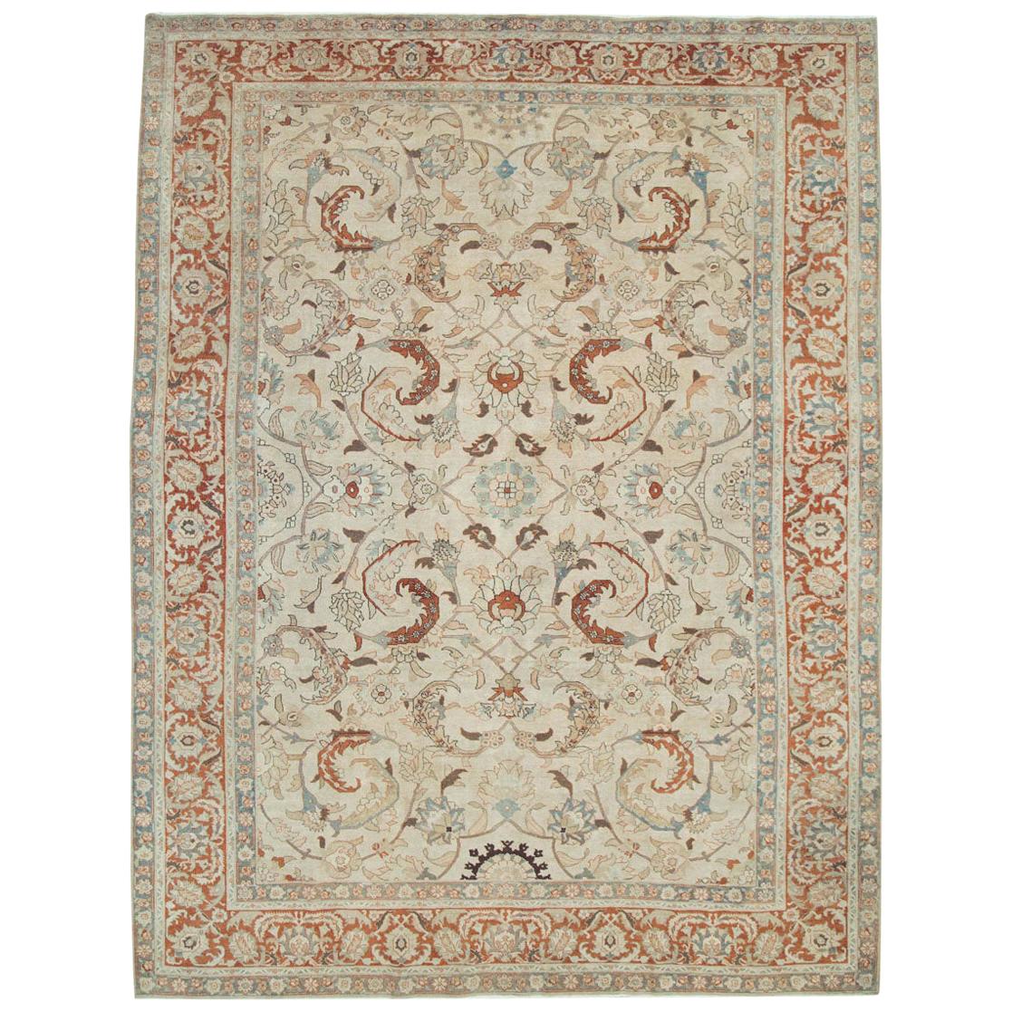 Mid-20th Century Handmade Persian Tabriz Room Size Carpet For Sale