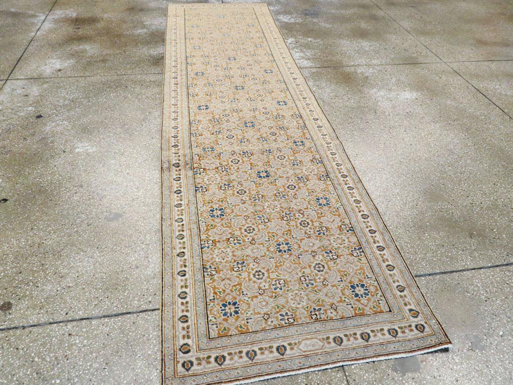Mid-20th Century Handmade Persian Tabriz Runner In Excellent Condition In New York, NY