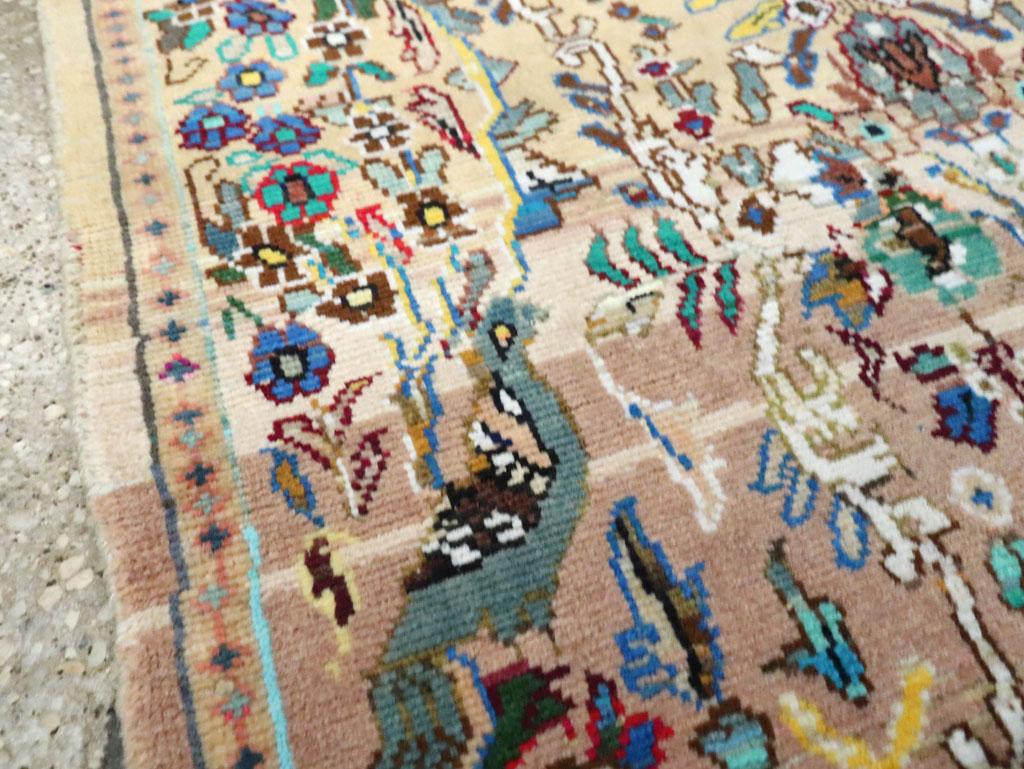 Modern Mid-20th Century Handmade Persian Tabriz Square Throw Rug For Sale