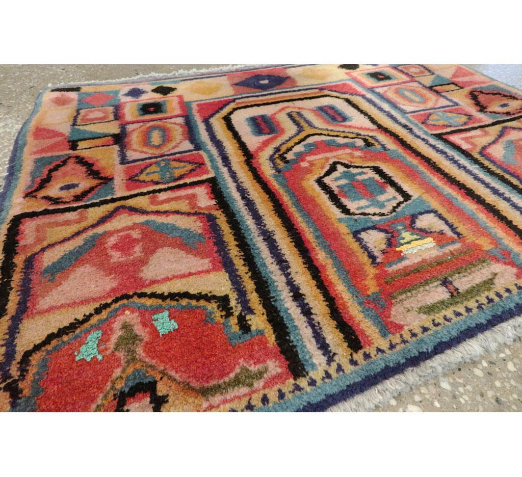 Wool Mid-20th Century Handmade Persian Tabriz Square Throw Rug For Sale