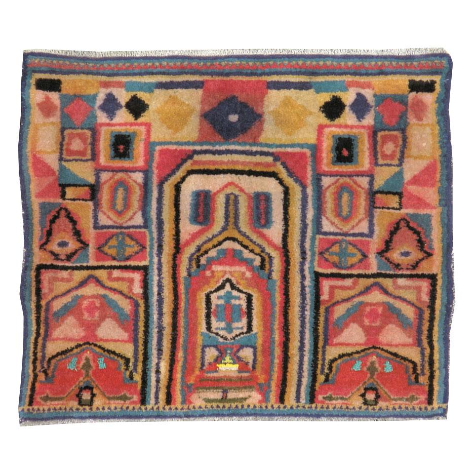 Mid-20th Century Handmade Persian Tabriz Square Throw Rug For Sale