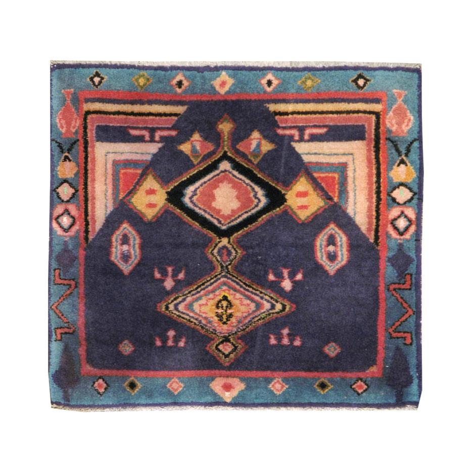 Mid-20th Century Handmade Persian Tabriz Square Throw Rug For Sale