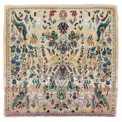 Mid-20th Century Handmade Persian Tabriz Square Throw Rug