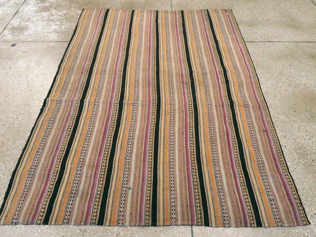 Mid-20th Century Handmade Persian Textile Flatweave Accent Rug In Excellent Condition For Sale In New York, NY