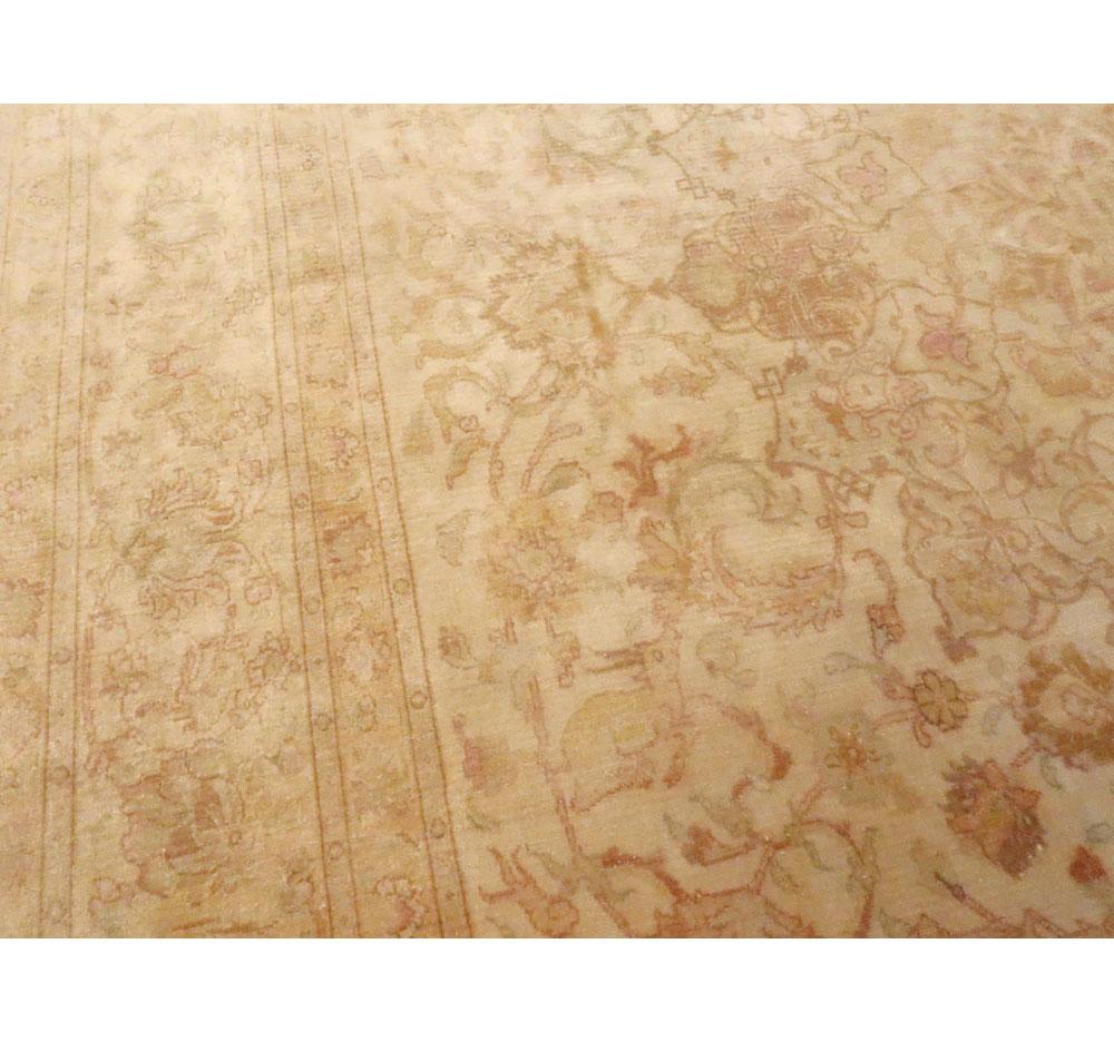 Mid-20th Century Handmade Persian Traditional Tabriz Accent Rug in Blonde For Sale 1