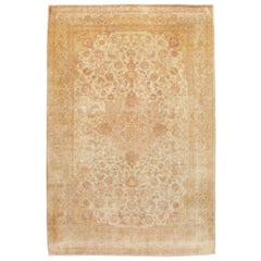 Mid-20th Century Handmade Persian Traditional Tabriz Accent Rug in Blonde