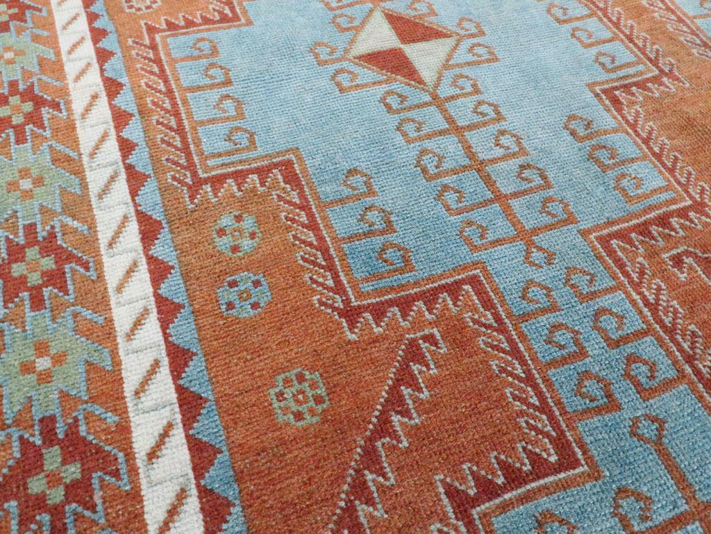 Mid-20th Century Handmade Persian Tribal Accent Rug in Orange, Blue, and Green In Good Condition In New York, NY