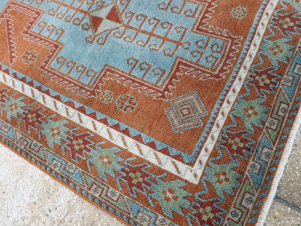 Mid-20th Century Handmade Persian Tribal Accent Rug in Orange, Blue, and Green 2