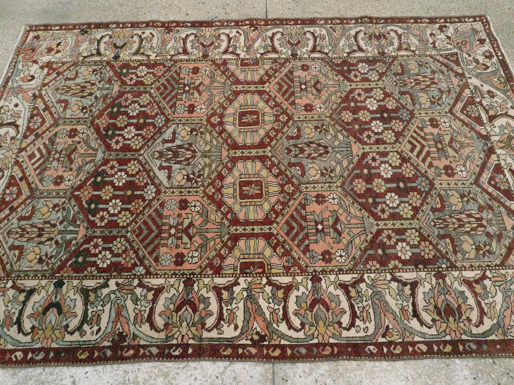 Wool Mid-20th Century Handmade Persian Tribal Bakhtiari Accent Rug For Sale