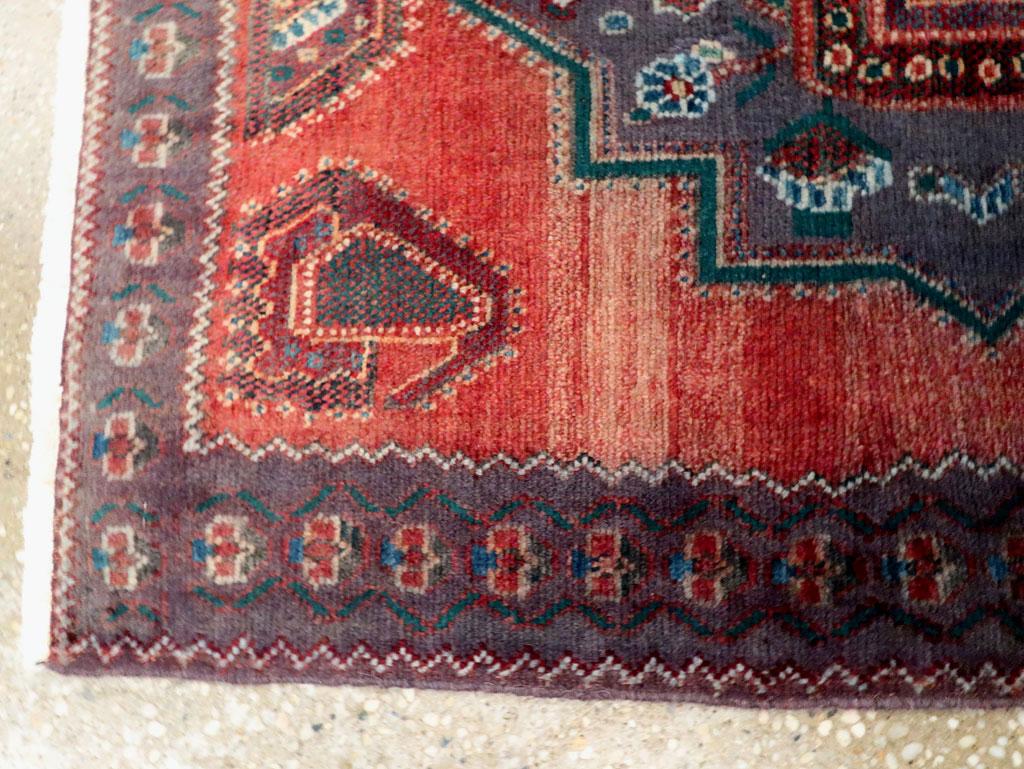 Wool Mid-20th Century Handmade Persian Tribal Style Hamadan Square Throw Rug For Sale