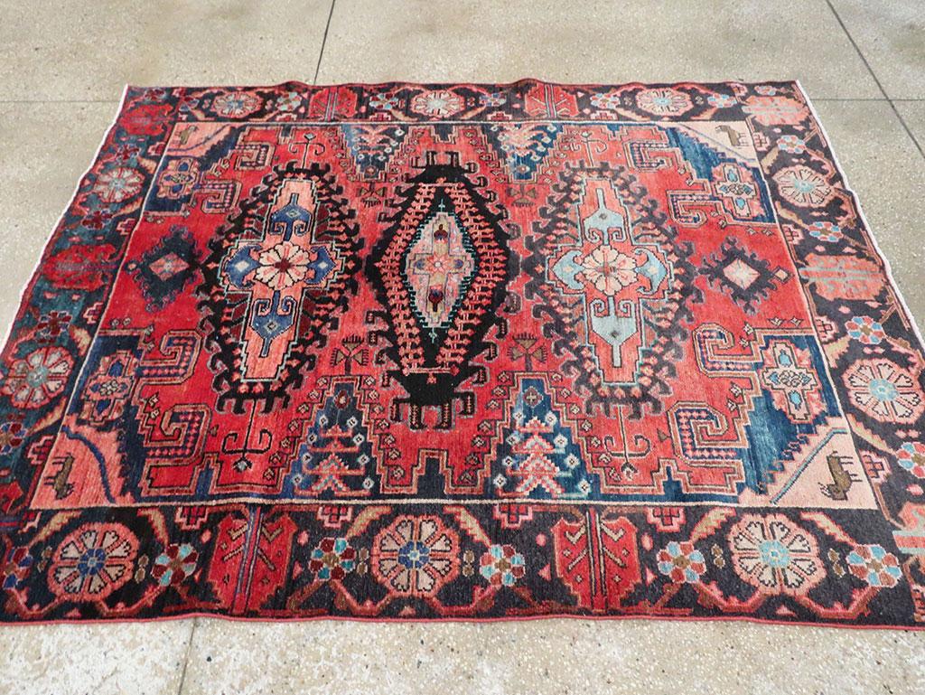 Wool Mid-20th Century Handmade Persian Veece Small Accent Rug For Sale