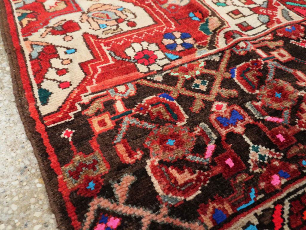 Rustic Mid-20th Century Handmade Persian Wagireh Hamadan Throw Rug For Sale