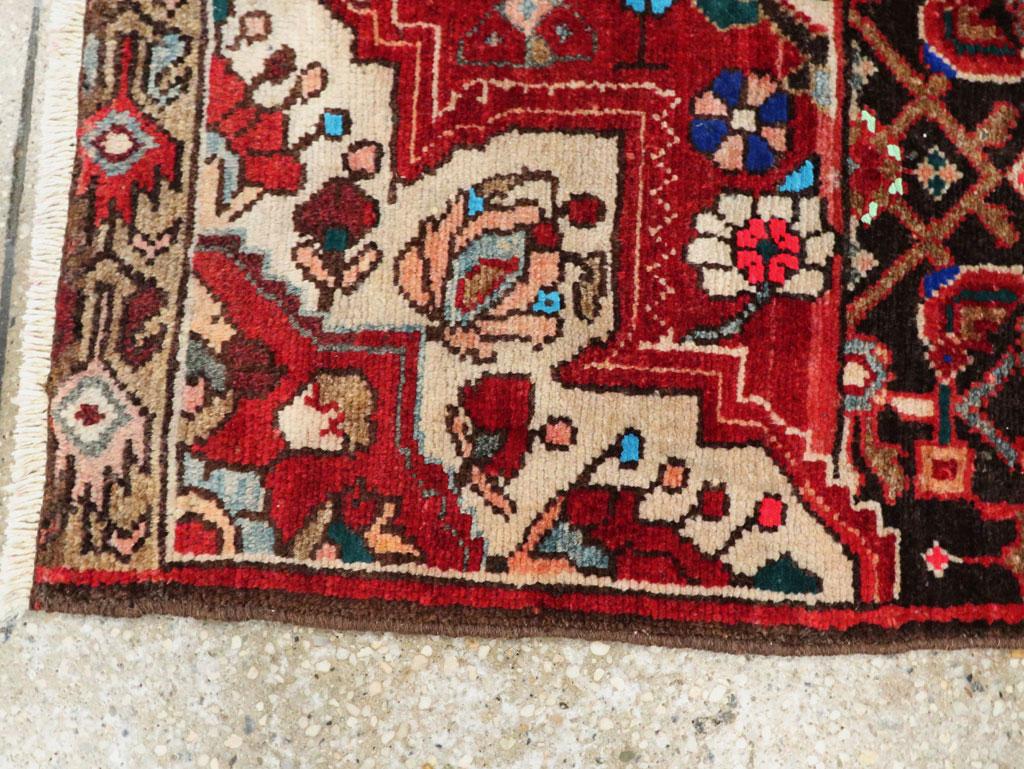Mid-20th Century Handmade Persian Wagireh Hamadan Throw Rug In Excellent Condition For Sale In New York, NY
