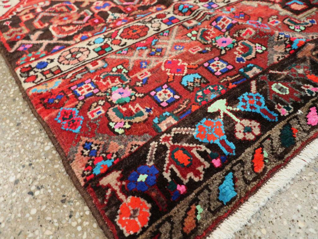 Wool Mid-20th Century Handmade Persian Wagireh Hamadan Throw Rug For Sale