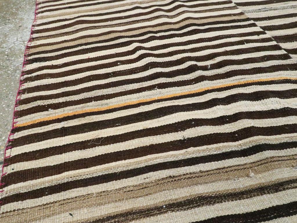 Wool Mid-20th Century Handmade Persian Zebra Striped Flatweave Tribal Accent Rug