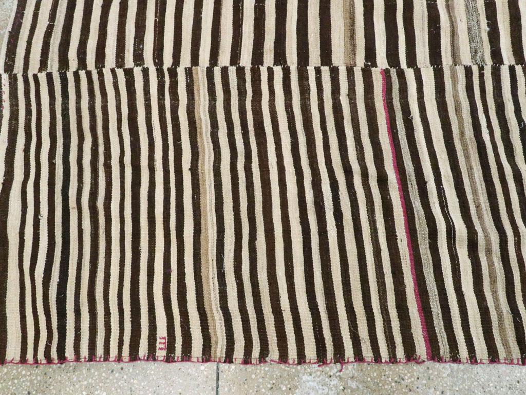 Mid-20th Century Handmade Persian Zebra Striped Flatweave Tribal Accent Rug 2