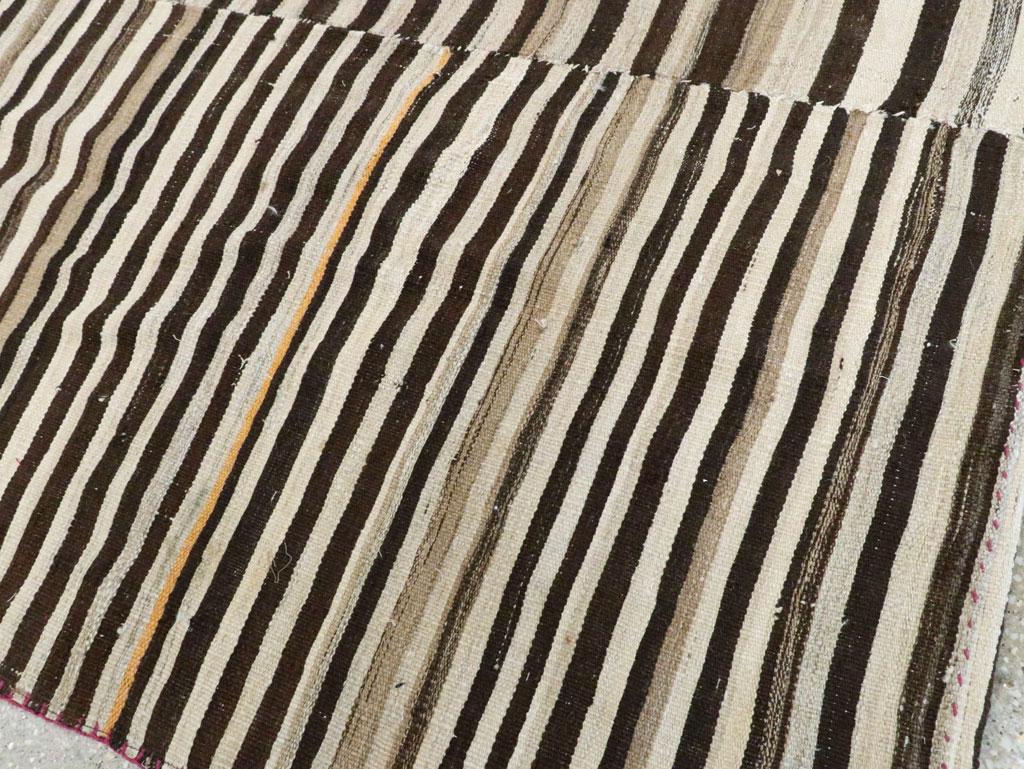 Mid-20th Century Handmade Persian Zebra Striped Flatweave Tribal Accent Rug 3
