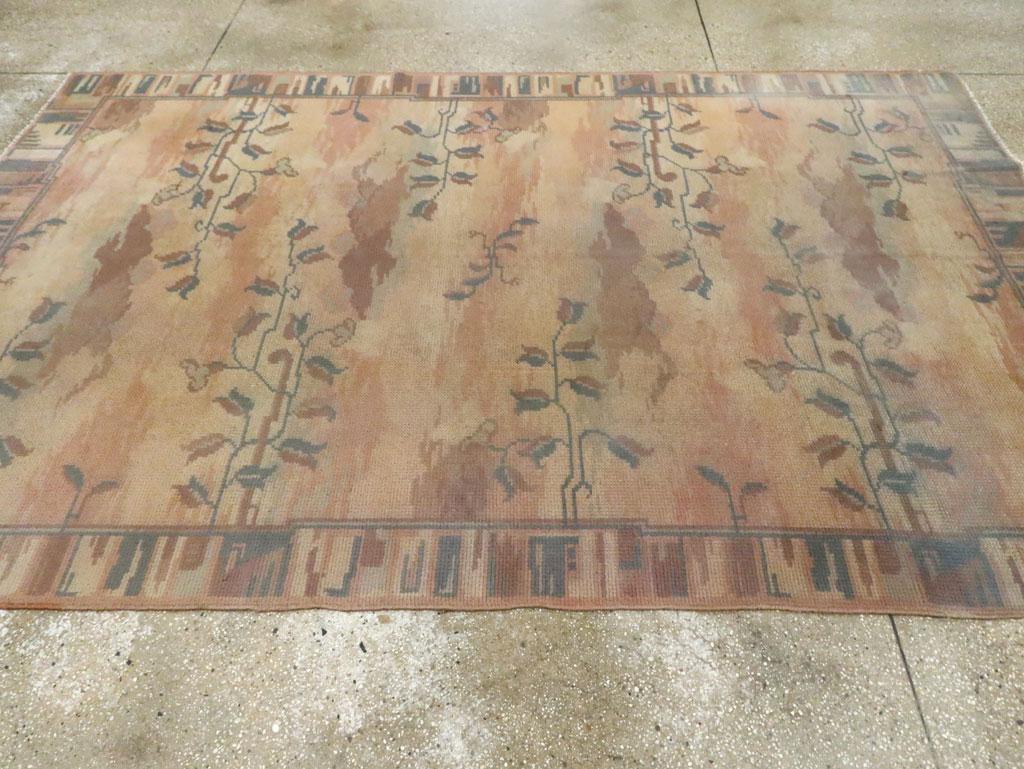 Mid-20th Century Handmade Polish Art Nouveau Accent Rug in Pastel Colors 1