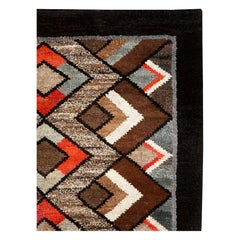 Mid-20th Century Handmade Polish Geometric Art Deco Style Accent Rug