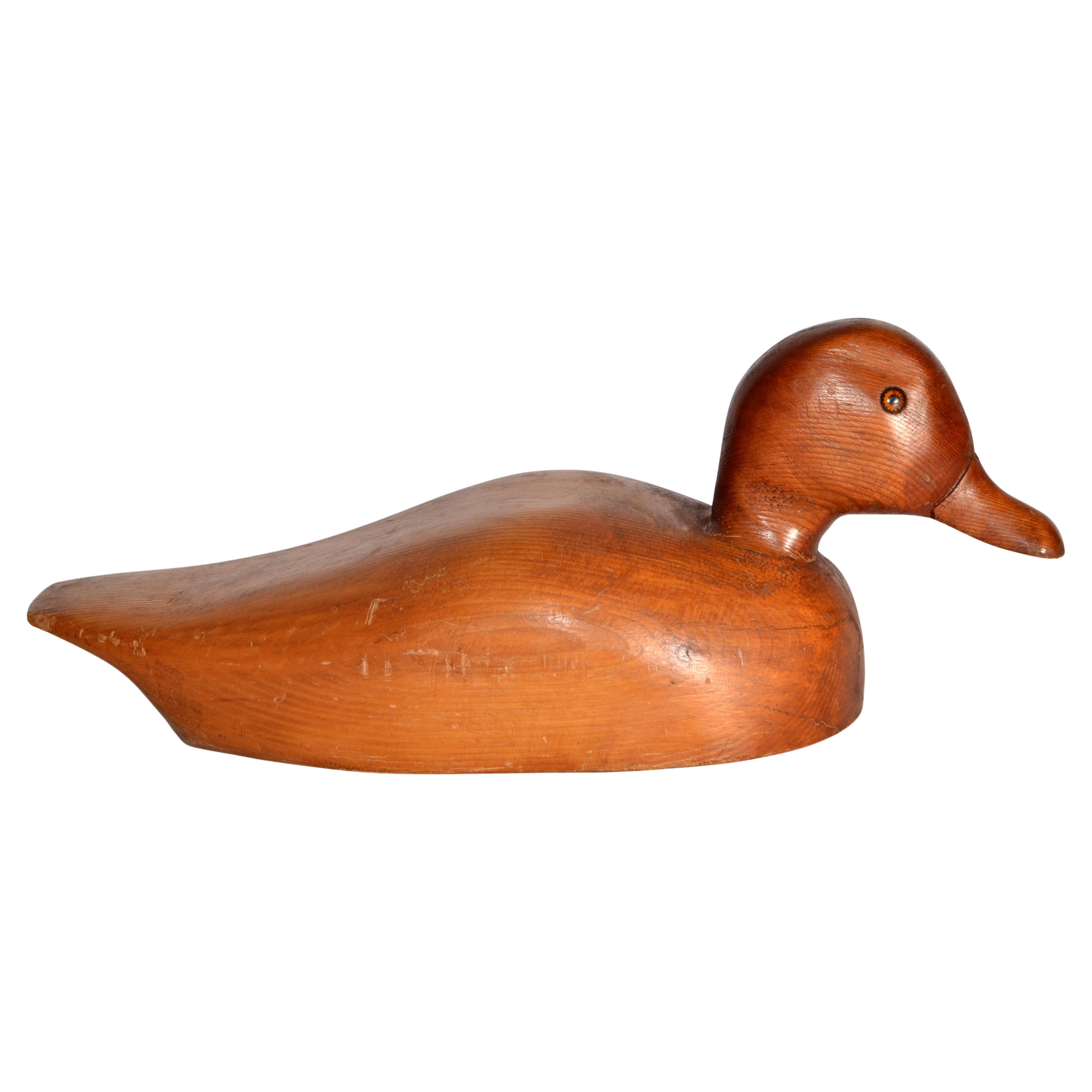 Mid-20th Century Handmade Solid Wood Blue Bill Scaup Duck Arts 
Crafts Period For Sale
